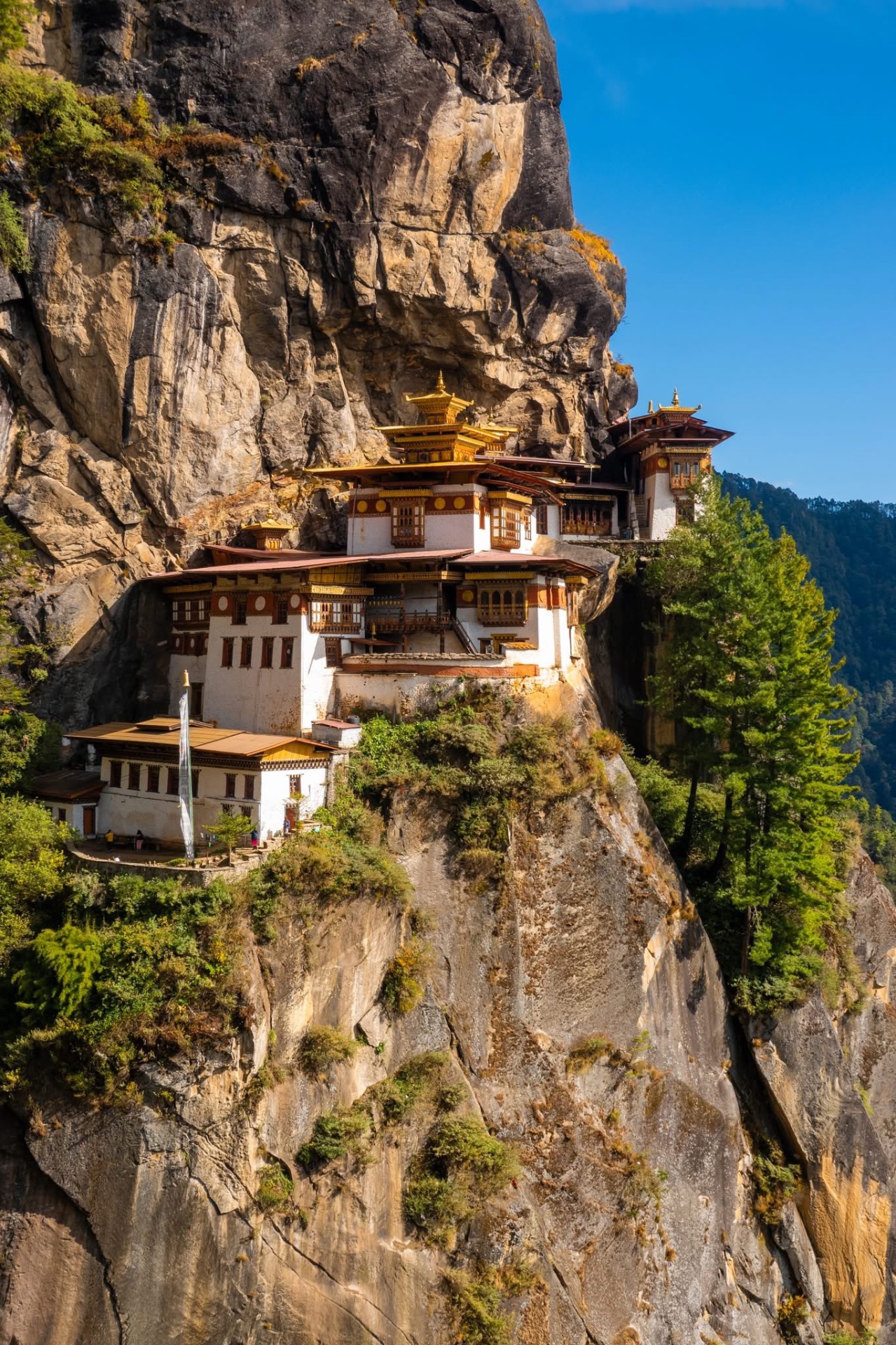 Taktshang, the Tiger's Nest monastery, on the cliff face above the Paro valley